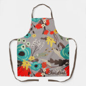 Aangepaste kleur grote bloemen op maat gekookt schort (Voorkant)