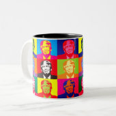Aangepaste kleur Happy Donald Trump Kleurrijke Pop Tweekleurige Koffiemok (Voorkant links)