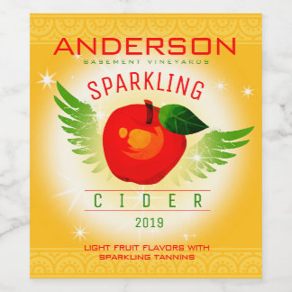 Aangepaste kleur harde appelcider zelfgemaakte wij wijn etiket