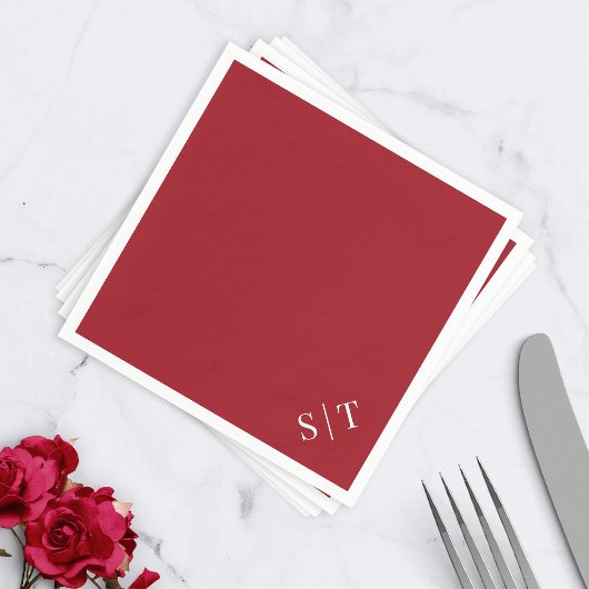 Aangepaste Kleur Hoek Bruiloft Monogram Servet