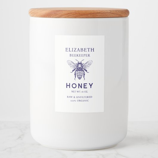 Aangepaste kleur honingbij conservenlabel voedselcontainer etiket (Voorkant)