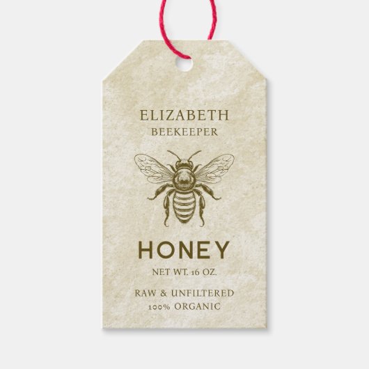 Aangepaste kleur honingbij vintage inmaaklabel cadeaulabel (Voorkant)
