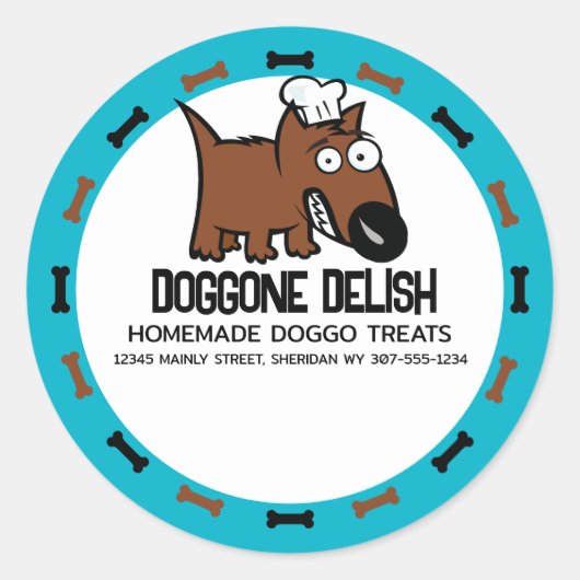 Aangepaste kleur huisdier voedsel chef hondenvoer  ronde sticker (Voorkant)