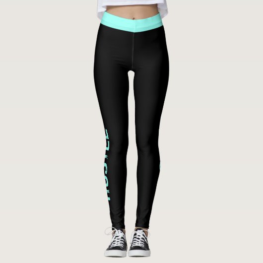 Aangepaste kleur | "Hustle"-werkplan Leggings (Voorkant)