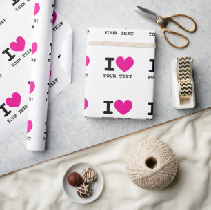 Aangepaste kleur I LOVE - I HEART gepersonaliseerd Cadeaupapier