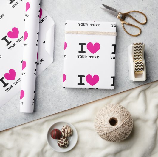Aangepaste kleur I LOVE - I HEART gepersonaliseerd Cadeaupapier (Crafts)