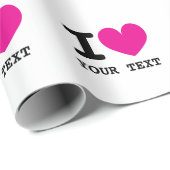 Aangepaste kleur I LOVE - I HEART gepersonaliseerd Cadeaupapier (Rol Hoek)