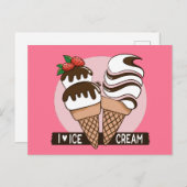 Aangepaste kleur Ice Cream Lover briefkaart (Voorkant / Achterkant)