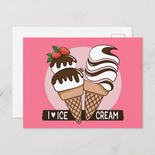 Aangepaste kleur Ice Cream Lover briefkaart (Voorkant / Achterkant)