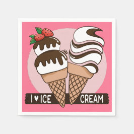 Aangepaste kleur Ice Cream Lover papieren servette Servet