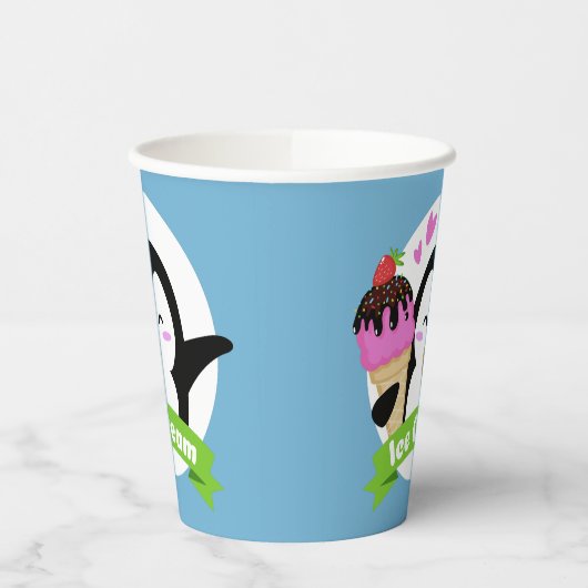 Aangepaste kleur Ice Cream Penguin Papieren Bekers (Links)
