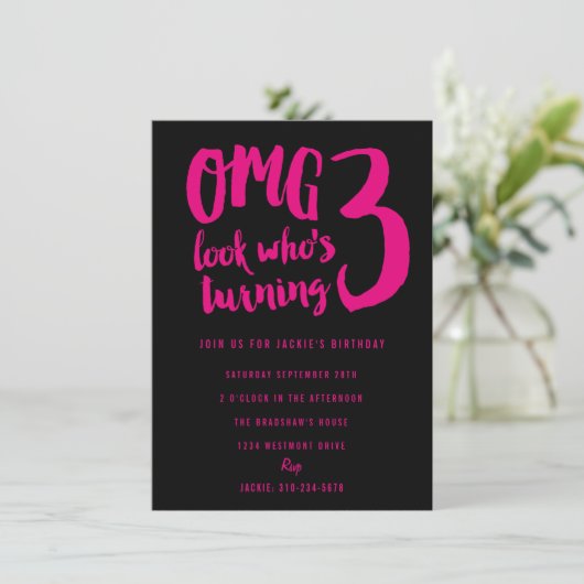 Aangepaste kleur III Uitnodiging derde verjaardag (Staand voorkant)