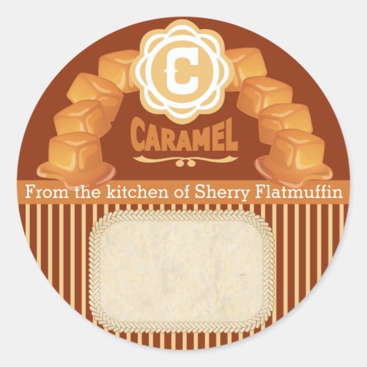 Aangepaste kleur karamel inblikken label food cade (Voorkant)