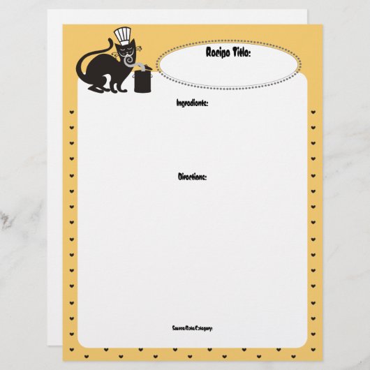 Aangepaste kleur kat chef aromas recept letterhead (Voorkant / Achterkant)