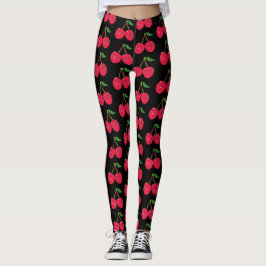 Aangepaste kleur Kawaii Happy Red Cherries Leggings