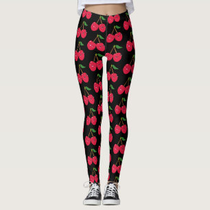 Aangepaste kleur Kawaii Happy Red Cherries Leggings