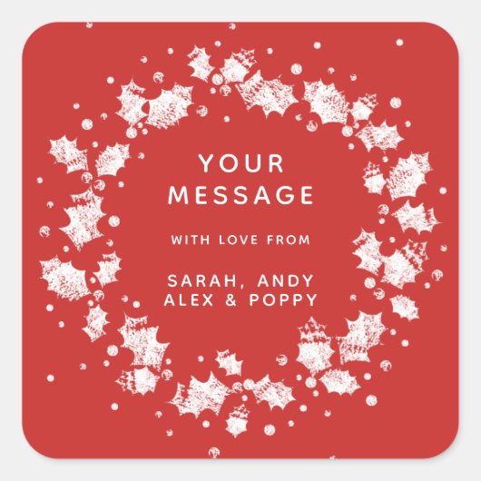 Aangepaste kleur + kerstcadeaubreedte voor kerstmi vierkante sticker (Voorkant)