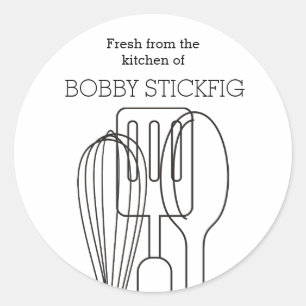 Aangepaste kleur keuken koken bakgerei ronde sticker
