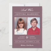 Aangepaste kleur Kind Foto Opslaan Datum | Mauve Magnetische Uitnodiging (Voorkant)