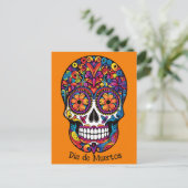 Aangepaste kleur kleurrijke suikerschedel Día de M Feestdagenkaart (Staand voorkant)