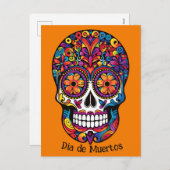 Aangepaste kleur kleurrijke suikerschedel Día de M Feestdagenkaart (Voorkant / Achterkant)