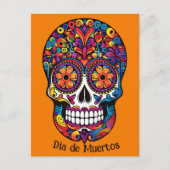Aangepaste kleur kleurrijke suikerschedel Día de M Feestdagenkaart (Voorkant)