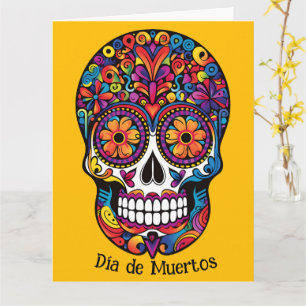 Aangepaste kleur kleurrijke suikerschedel Día de M Kaart