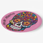 Aangepaste kleur kleurrijke suikerschedel Día de M Papieren Bordje (Gekanteld)