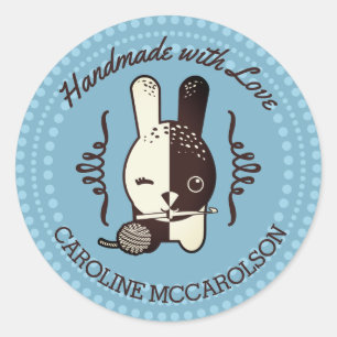 Aangepaste kleur knipoog konijntje gehaakte haak b ronde sticker