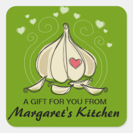 Aangepaste kleur knoflook kruidnagels voedselgift  vierkante sticker