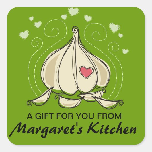 Aangepaste kleur knoflook kruidnagels voedselgift  vierkante sticker (Voorkant)