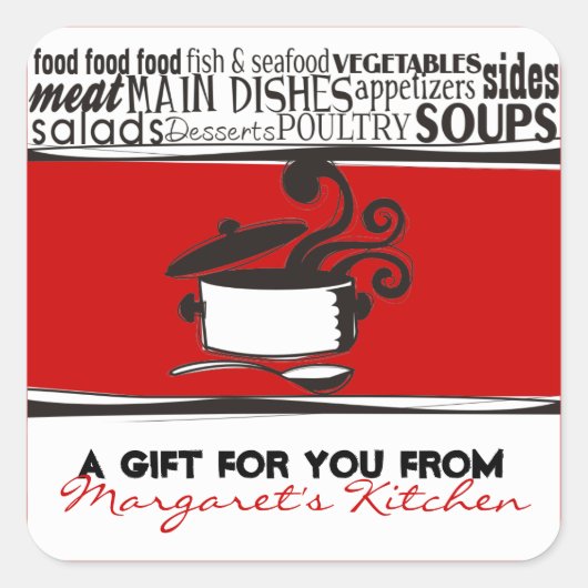 Aangepaste kleur kookpot curling stoomcadeau label (Voorkant)