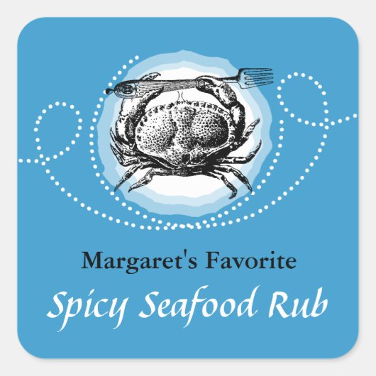 Aangepaste kleur krab zeevruchten geschenk label (Voorkant)