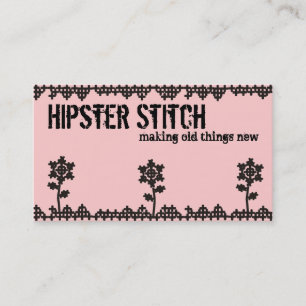 Aangepaste kleur kruisstikkende bloemen naaibizenk visitekaartje