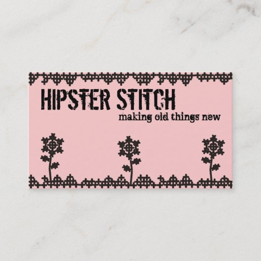 Aangepaste kleur kruisstikkende bloemen naaibizenk visitekaartje (Voorkant)