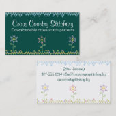 Aangepaste kleur kruisstikkende borduurbloemen visitekaartje (Voorkant / Achterkant)