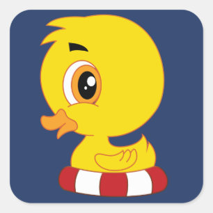 Aangepaste kleur Kute Kawaii Cartoon Little Duckin Vierkante Sticker