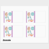 Aangepaste kleur lepel meisje bakkerij voedsel lab rechthoekige sticker (Vel)