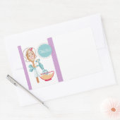 Aangepaste kleur lepel meisje bakkerij voedsel lab rechthoekige sticker (Envelop)