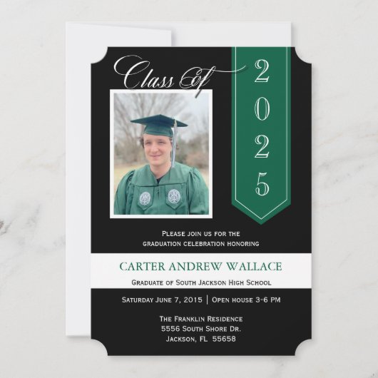 Aangepaste kleur lint Afstuderen Aankondiging Uitn (Voorkant)