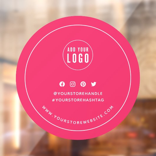 Aangepaste kleur Logo sociale media witte rand toe Raamsticker (Vel 2)