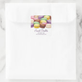 Aangepaste kleur macaroon meringue koekjes bakkeri vierkante sticker (Tas)