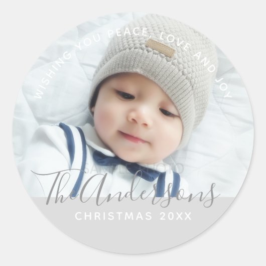 Aangepaste kleur met aangepaste foto en tekst ronde sticker (Voorkant)