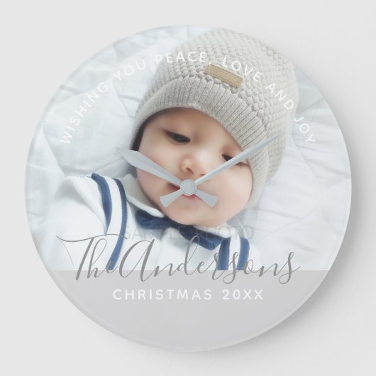 Aangepaste kleur met aangepaste foto's en tekst grote klok (Voorkant)