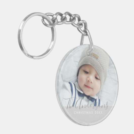 Aangepaste kleur met aangepaste foto's en tekst sleutelhanger (Voorkant Links)