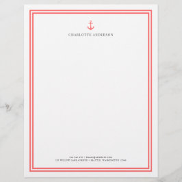 Aangepaste Kleur Modern Klassiek Anker Gepersonali Briefhoofd