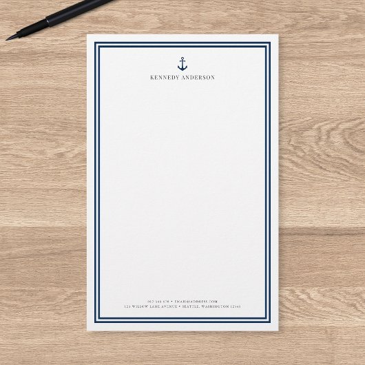 Aangepaste Kleur Modern Klassiek Anker Gepersonali Briefpapier