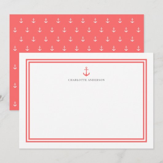 Aangepaste Kleur Modern Klassiek Anker Gepersonali Notitiekaartje (Voorkant / Achterkant)
