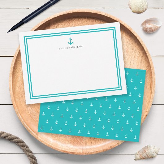 Aangepaste Kleur Modern Klassiek Anker Gepersonali Notitiekaartje