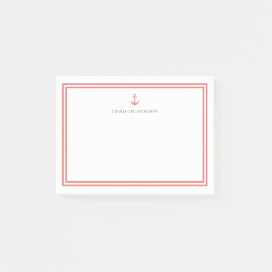 Aangepaste Kleur Modern Klassiek Anker Gepersonali Post-it® Notes (Voorkant)